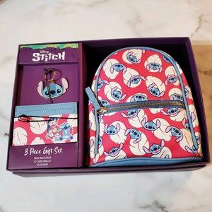 Disney Lilo & Stitch Mini Backpack Purse w/ Card Holder & Key Chain Gift Set